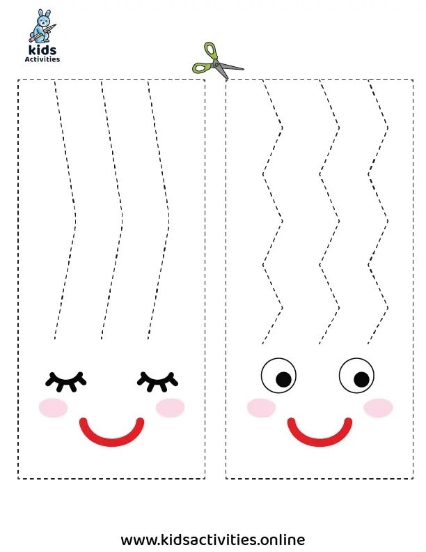 Building a House with Cutting Triangles Worksheet for Pre-K Kids Children using scissors to create a house shape for Piggy on a fun worksheet
