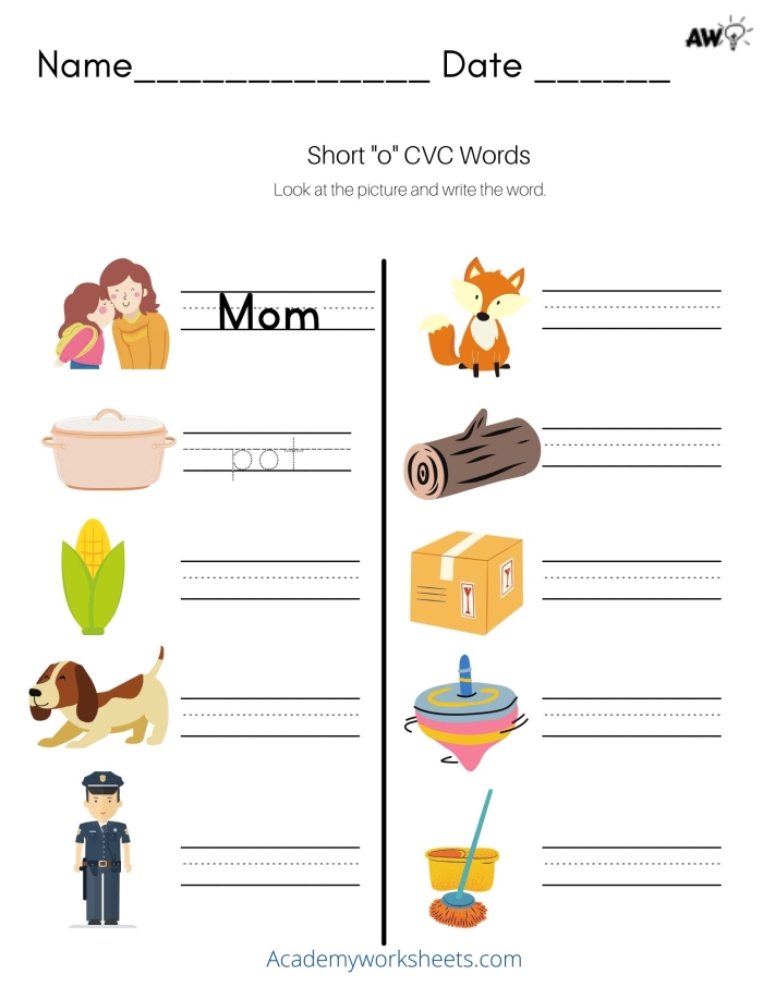 Worksheet featuring a short A CVC word sort for -at and -an words designed for kindergarten students