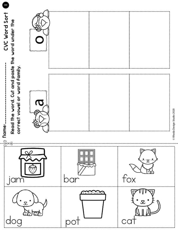 Short A Word Family Picture Sorting Activity for Young Learners Pictures of common objects sorted into -at and -an word family groups for kindergarten phonics practice