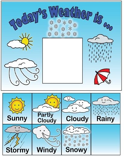 Colorful weather chart designed for kids to track daily weather observations