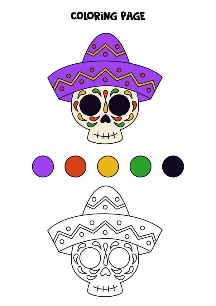 Colorful Day of the Dead skull worksheet for first graders to create a paper sugar skull. Fun and educational paper activity celebrating the Day of the Dead.