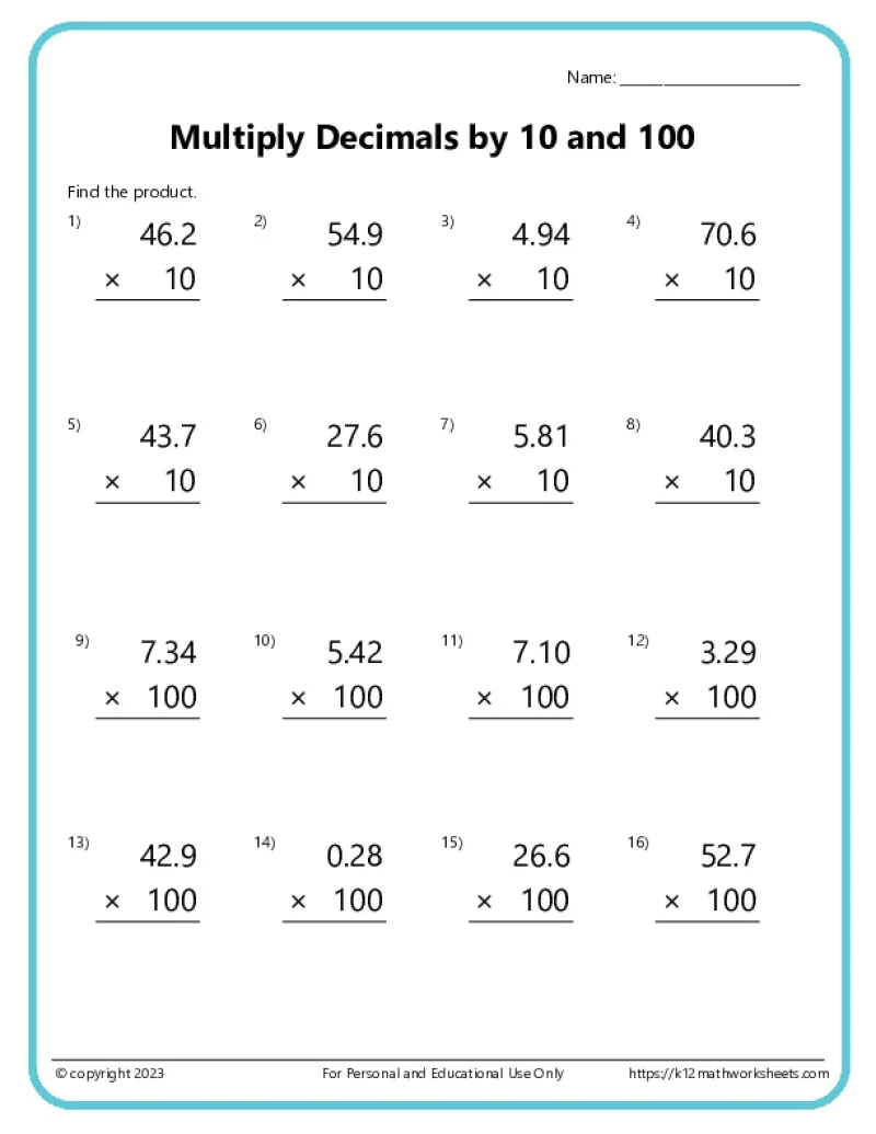 Adding Decimals Worksheet 23 for Fifth Grade Geometry Practice Fifth grade student practice adding decimals to the hundredths place worksheet 23