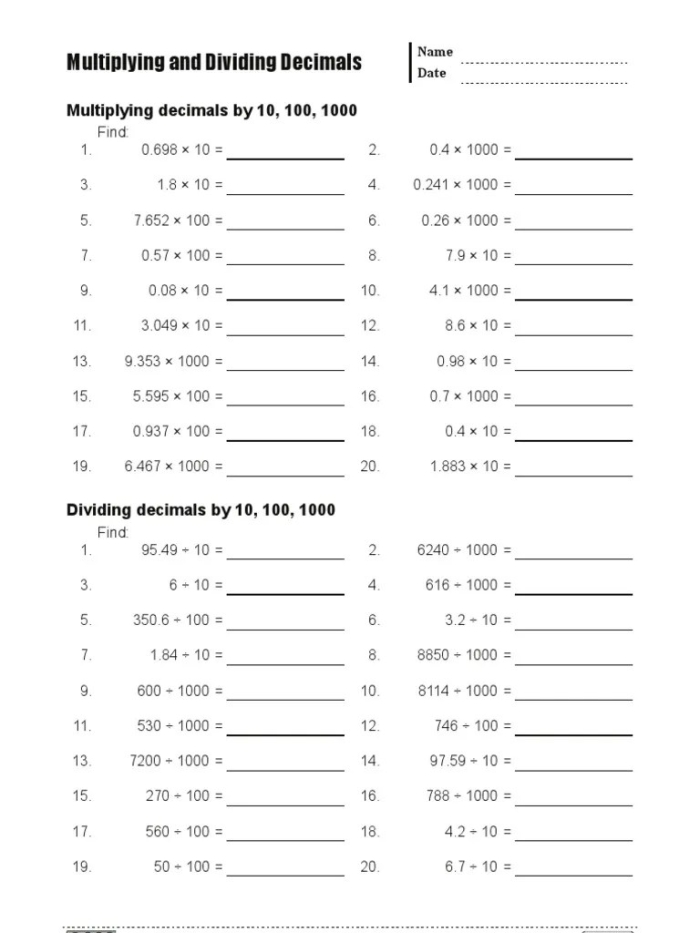 Fifth grade math worksheet showing Easter treats with decimal division problems for calculating costs and prices