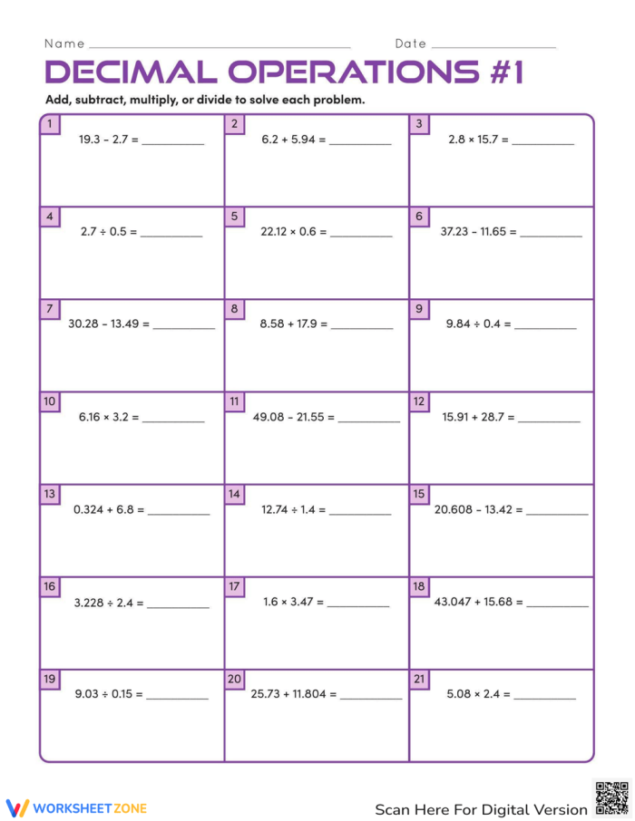 Decimal Operations: Follow the Path worksheet for engaging practice Worksheet featuring decimal operations for fifth graders to enhance their math skills