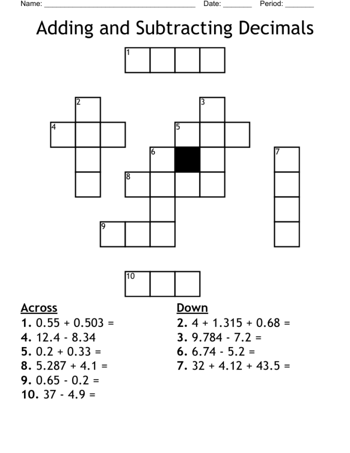 Engaging math activity featuring a puzzle to practice decimal operations Decimal Operations Puzzle worksheet for fifth graders to enhance their math skills