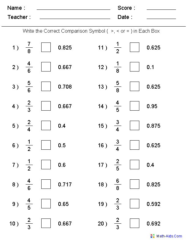 Decimals to Fractions worksheet for fourth graders, featuring a decimal to fraction matching exercise. Educational resource image for teaching multiplication concepts in grade four.