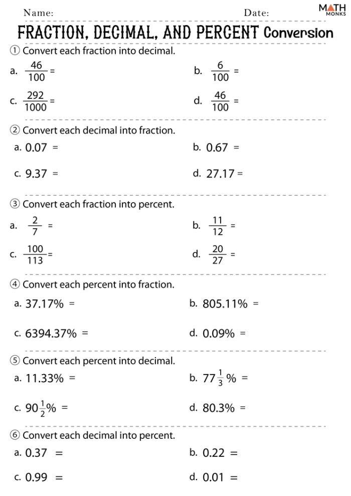 Converting Decimals to Percents Practice Sheet 23 Fourth grade math worksheet showing decimal to percent conversion practice problems with visual examples
