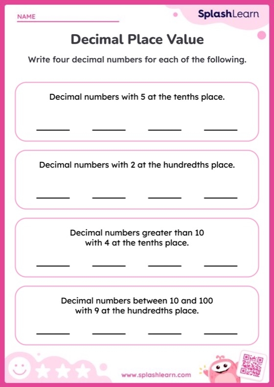 Decimal and Fraction Hundredths Place Worksheet for Fourth Grade Number 24 Fourth grade math worksheet explaining the relationship between fractions and decimals at the hundredths place