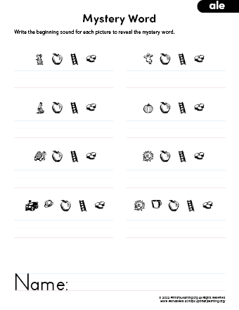 Worksheet focusing on decoding beginning and end sounds for third graders