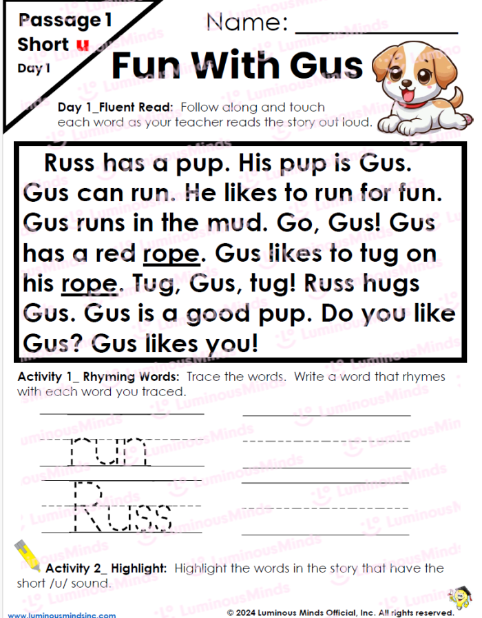 Decoding to Read Fluently Worksheet Part Two Third grade student completing a phonics worksheet to practice beginning and end sounds
