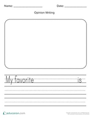 Engaging opinion writing template for kids to express their favorite activities or games Defending Favorites opinion writing worksheet for first graders featuring a colorful template