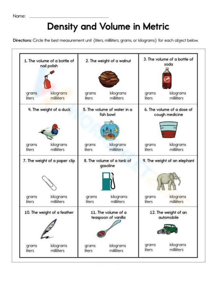Worksheet on the density of salt water featuring food coloring and fresh water for fourth graders