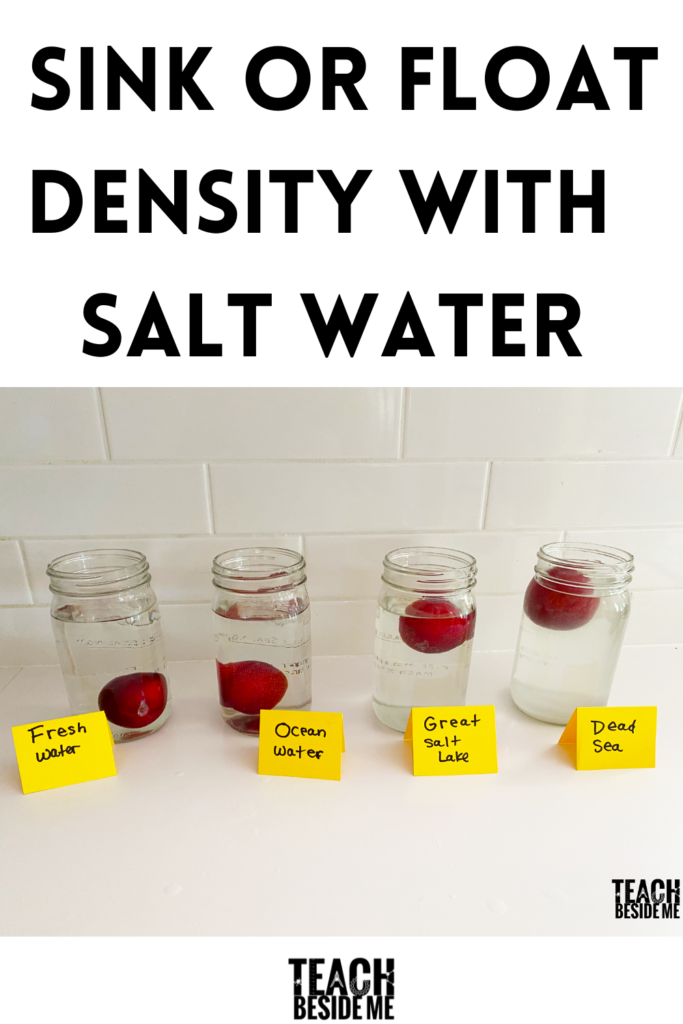 Students experimenting with the density of salt water using food coloring and fresh water. Educational worksheet on the density of salt water for fourth graders.