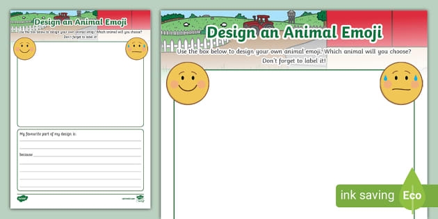 Worksheet featuring the "Design Your Own Emoji" activity for fifth graders in geography