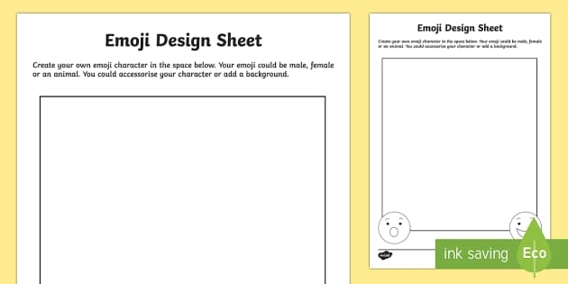 Worksheet featuring a fifth-grade activity where students create their own emoji design