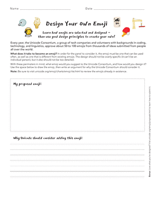 Fifth grade students working on a geography themed Design Your Own Emoji worksheet 15