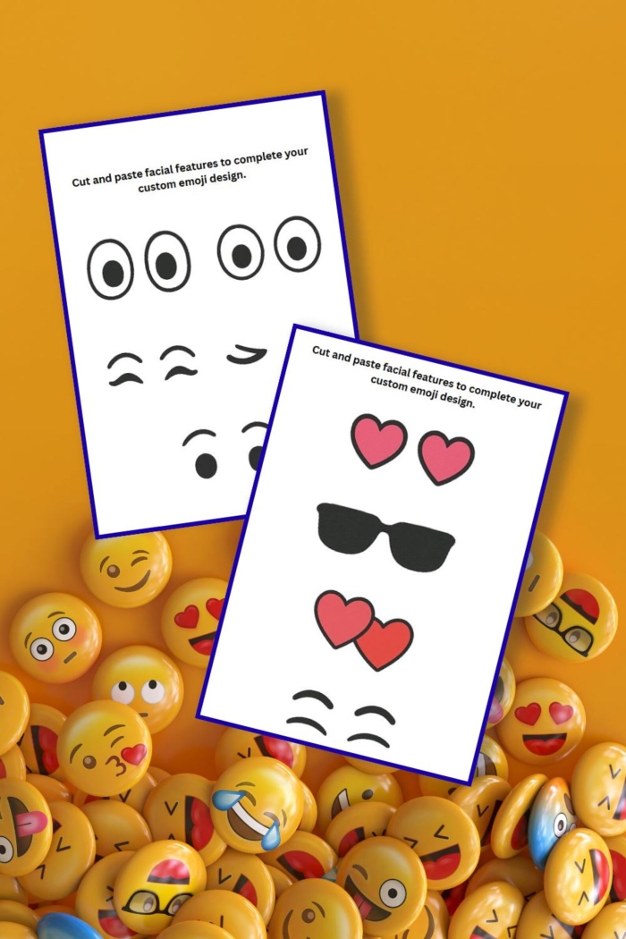 Fifth grade student filling out a Design Your Own Emoji worksheet for a geography class