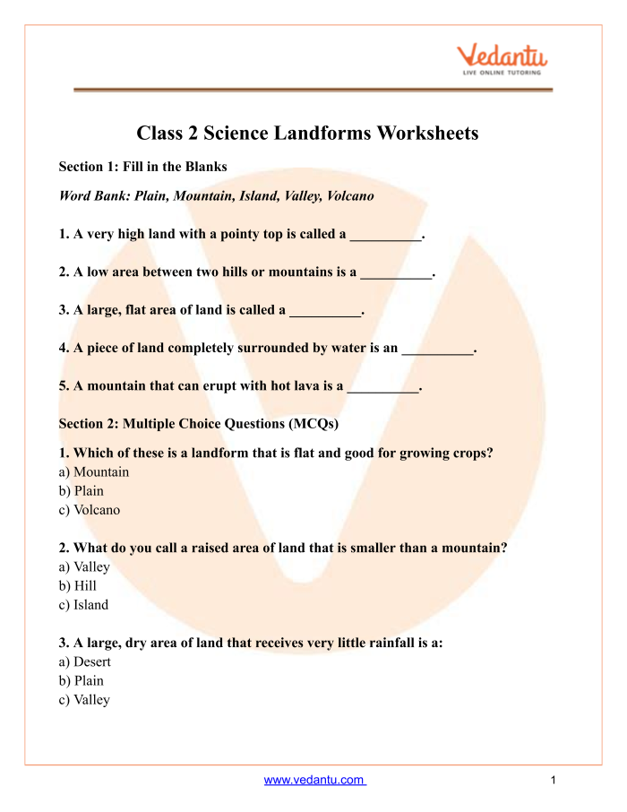 Fourth grade student completing a geography matching activity about various landforms