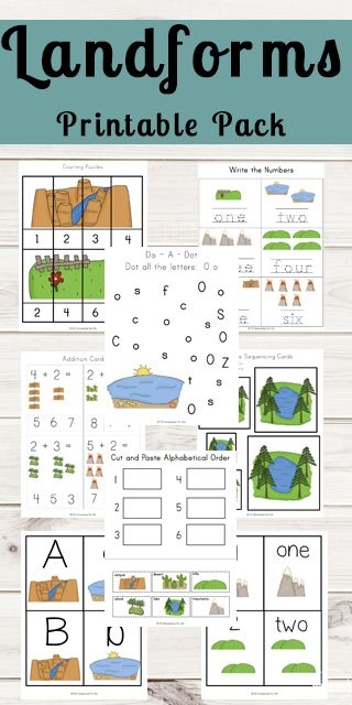 Different Landforms worksheet for Fourth Grade