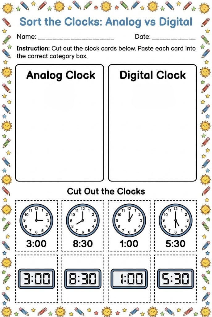 Digital vs Analog Signals Science Worksheet for Sixth Grade Sixth grade science worksheet covering the differences between digital and analog signals