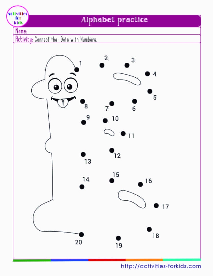 Connect the Alphabet Dots to Reveal a Friendly Dinosaur Picture A smiling green dinosaur with alphabet letters scattered around it waiting to be connected in order from A to Z