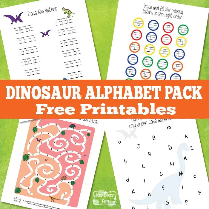 Dinosaur alphabet flashcards designed for Pre-K children to aid in learning their ABCs