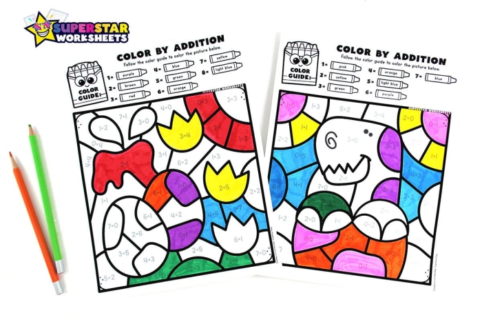 Engaging dinosaur-themed coloring activity for number recognition and fine-motor skill development Dinosaur Color By Number worksheet featuring vibrant colors and playful numbers for preschoolers