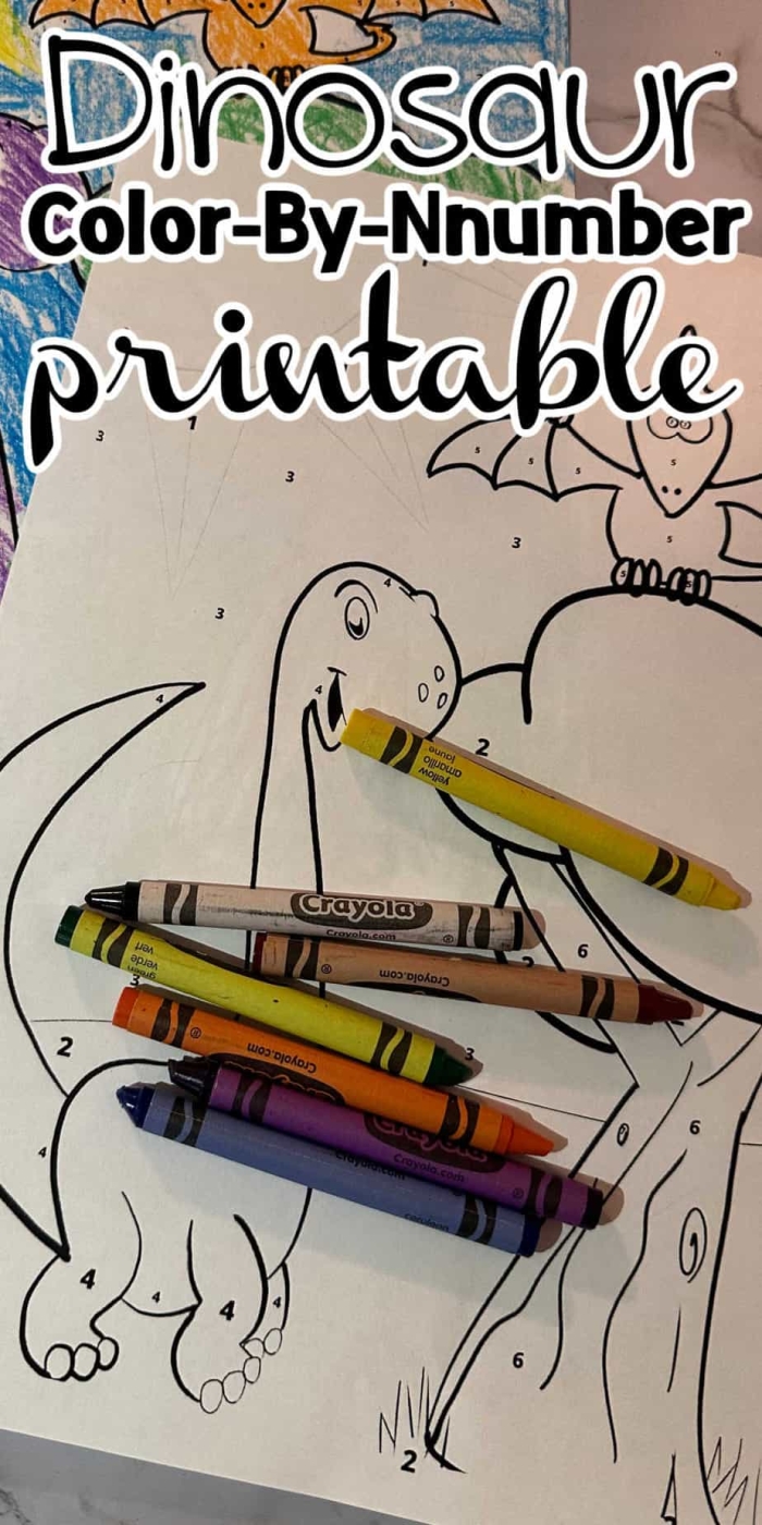 Engaging Dinosaur Color By Number activity for early learners Color By Number worksheet featuring a dinosaur for preschoolers