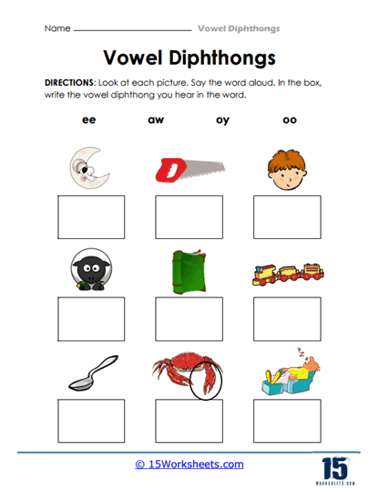 Practice Reading Vowel Diphthongs ow Worksheet 19 Second grade student completing a phonics worksheet to practice reading vowel diphthongs with the ow sound