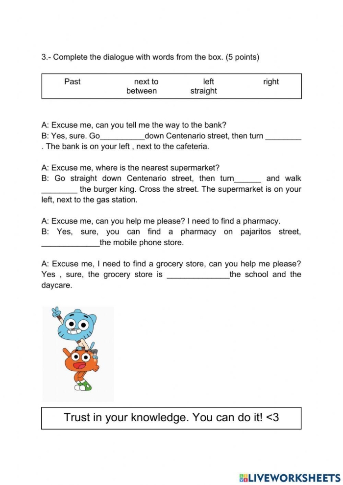 Directional Clues Assessment Activity Image 4 Child following directional arrows showing left, right, up, and down movements for positional word practice