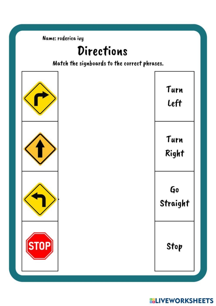Directional Clues Worksheet 17 Vocabulary Exercise for Preschoolers Pre-K positional word assessment worksheet focusing on left right up and down directional clues