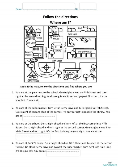 Directional Clues Vocabulary Worksheet 24 Pre-K worksheet helping children learn positional words like up down left and right