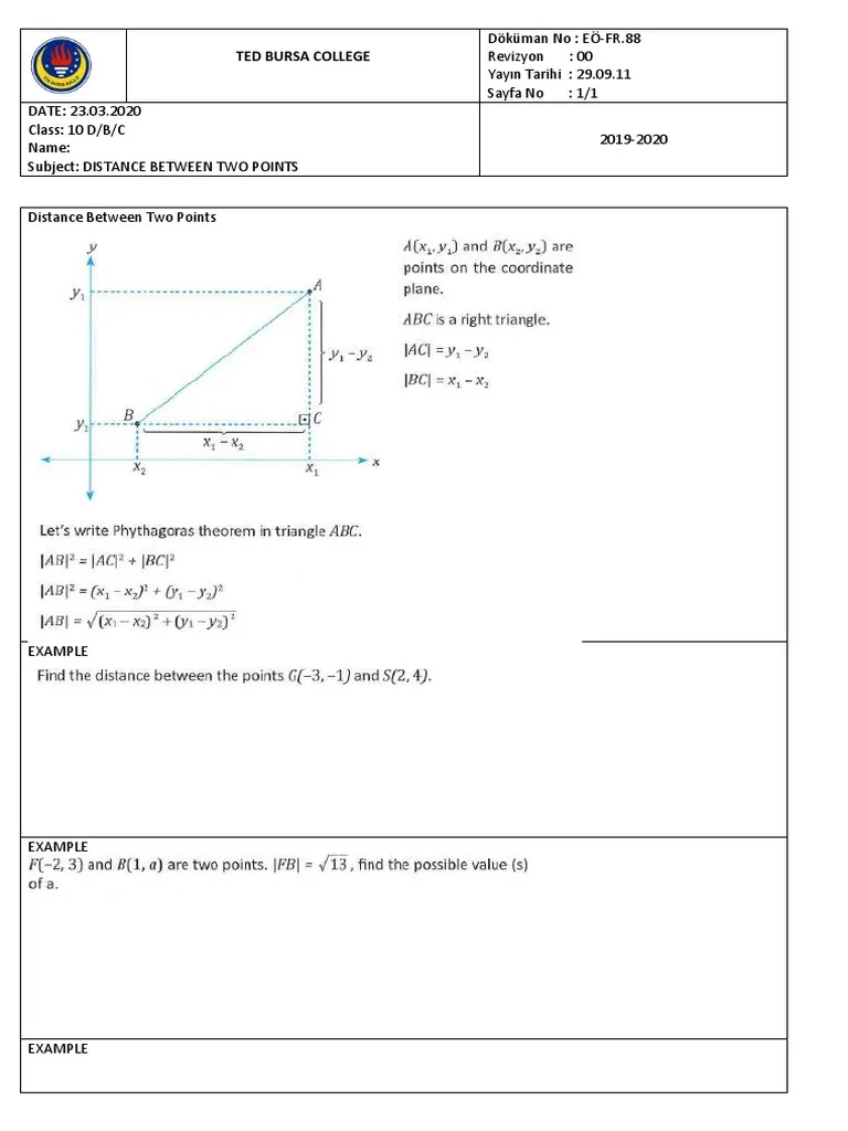 Eighth grade students solving distance between two points problems on a geometry practice worksheet with coordinate grids