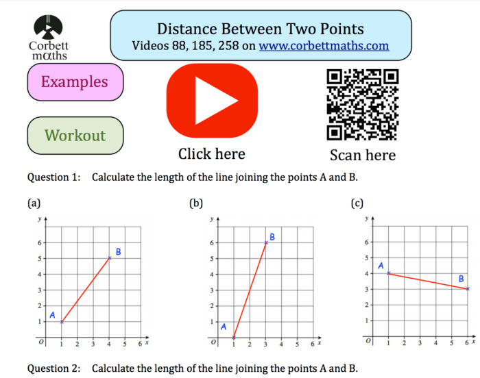 Find the Error Distance Between Two Points Grade 8 Practice Worksheet 4 Eighth grade math worksheet showing how to calculate the distance between two points using the Pythagorean theorem
