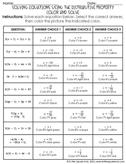 Distributive property multiplication equation practice worksheet image 4 Eighth grade student solving algebraic equations using the distributive property method