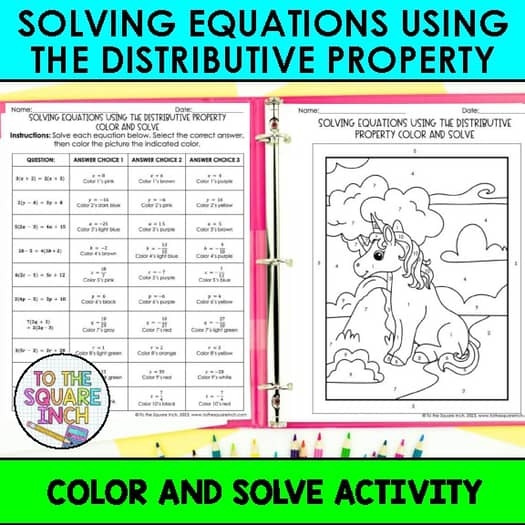 Solve Equations With the Distributive Property Worksheet 9 Eighth grade math worksheet focusing on solving algebraic equations using the distributive property of multiplication