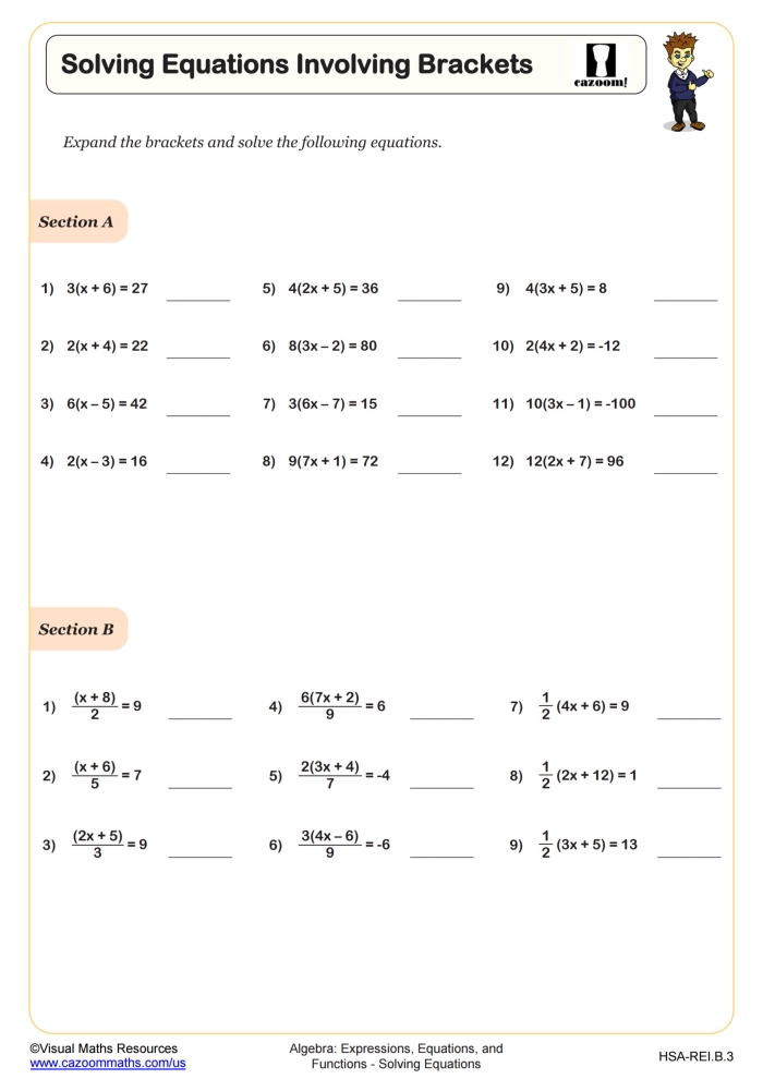 Seventh-grade algebra worksheet for practicing the distributive property in linear expressions Worksheet focusing on expanding linear expressions using the distributive property for seventh graders