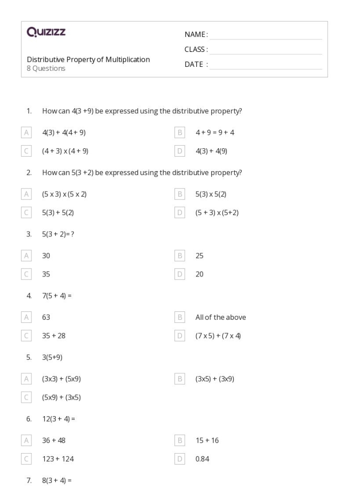 Distributive Property of Multiplication Worksheet Example 18 Third grade student solving a multiplication problem using the distributive property to break down numbers into groups
