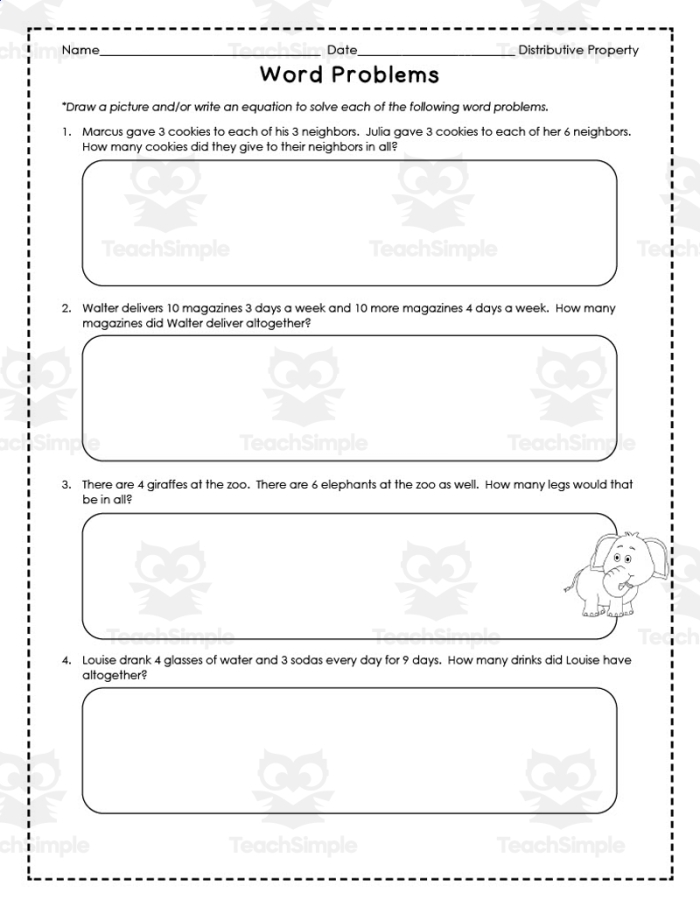 Fourth grade students learning mental math strategies using the Break it Up Distributive Property 1 worksheet