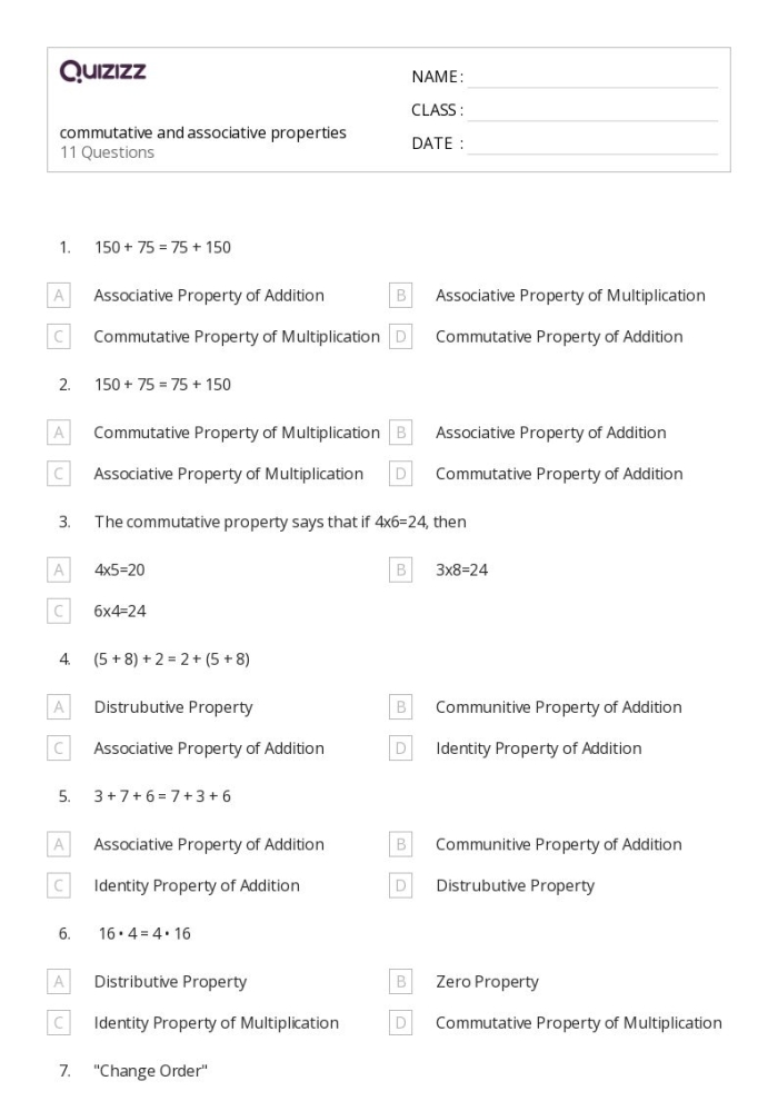 Third grade math worksheet showing distributive property of multiplication problems with visual arrays and equations