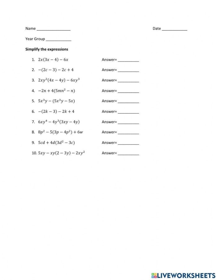 Expanding Linear Expressions Using the Distributive Property Worksheet 14 Seventh grade math student working on a worksheet about expanding linear expressions with the distributive property