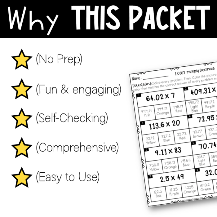 Fifth grade math worksheet featuring colorful Easter themed problems for practicing decimal division
