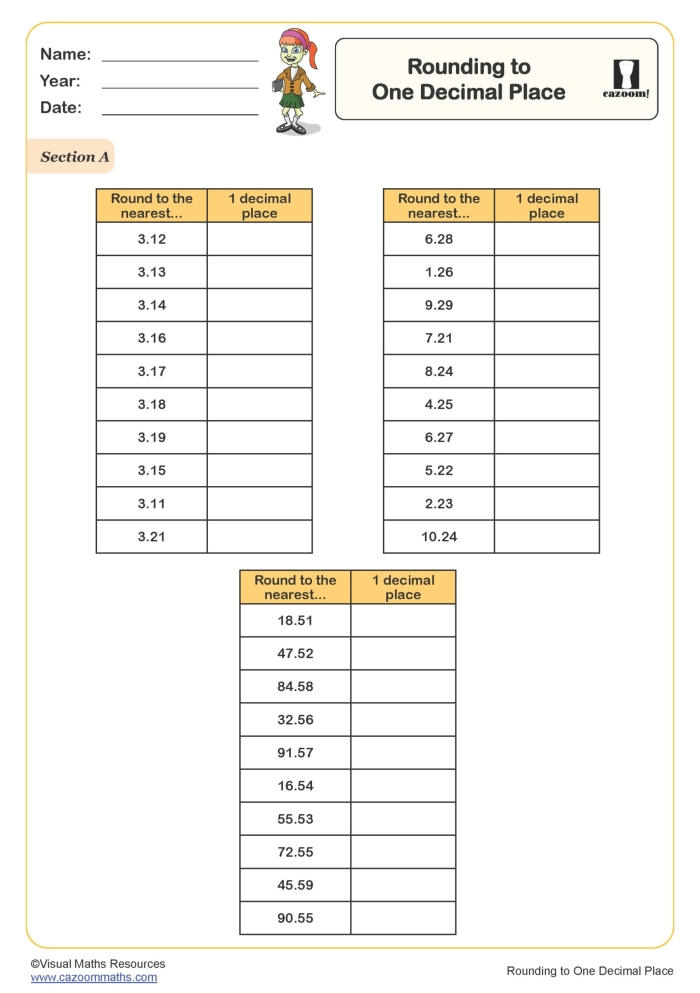 Dividing decimals worksheet for fifth graders focusing on multi-digit decimal division skills