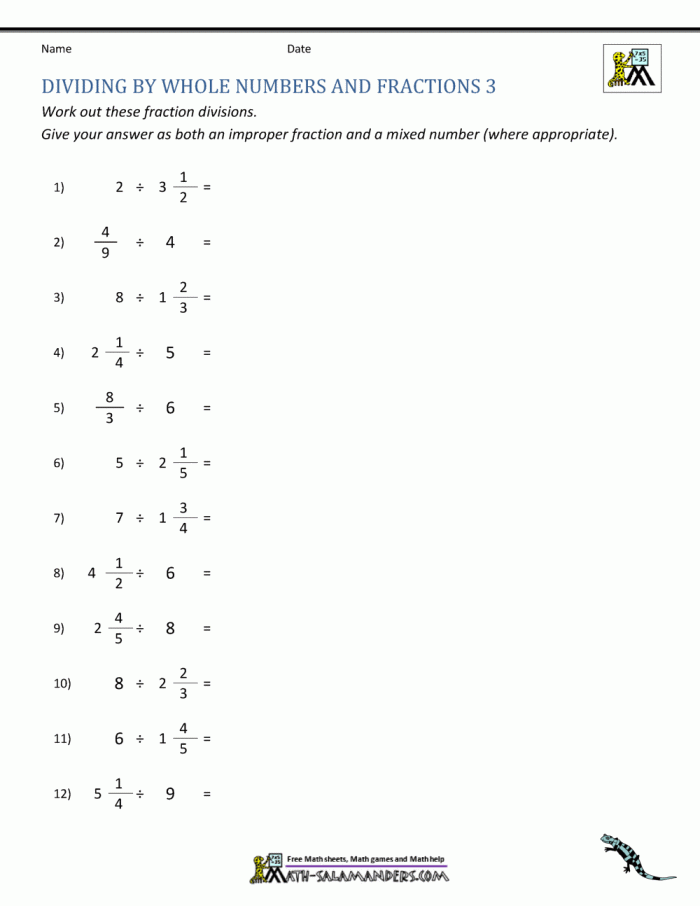 Dividing Fractions by Whole Numbers Practice Worksheet Nine Fifth grade student solving a math problem on a dividing fractions by whole numbers worksheet