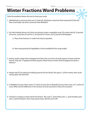 Sixth grade math worksheet featuring word problems about dividing fractions and whole numbers
