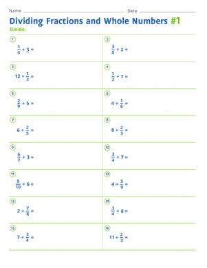 Dividing Fractions by Whole Numbers Worksheet for Grade 5 Worksheet for practicing division of fractions by whole numbers for fifth graders