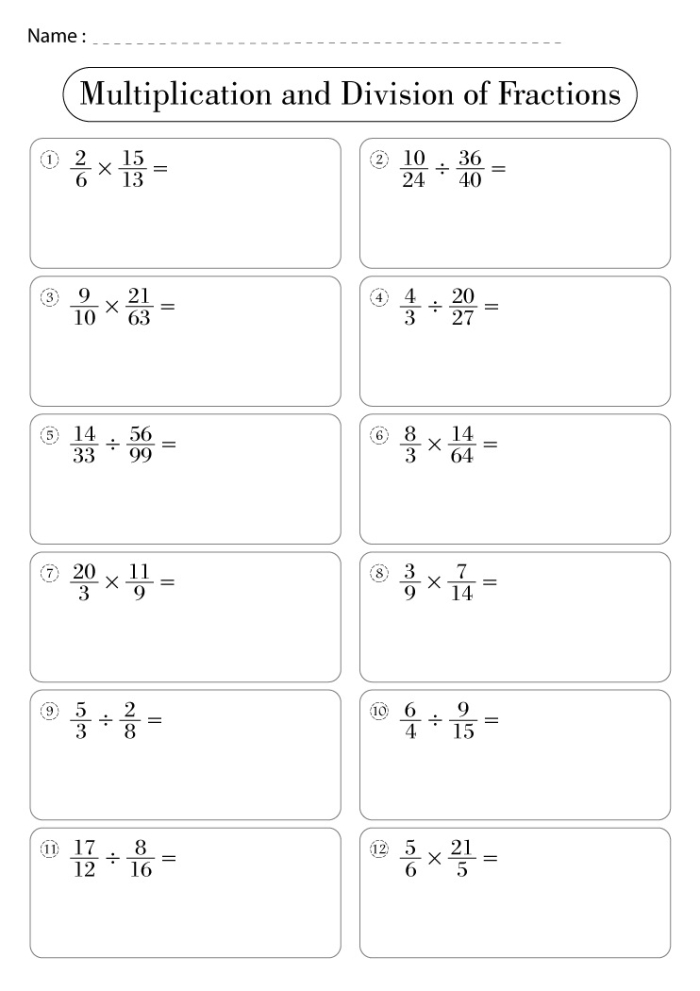 Sixth grade student working through dividing fractions by fractions math problems on a practice worksheet
