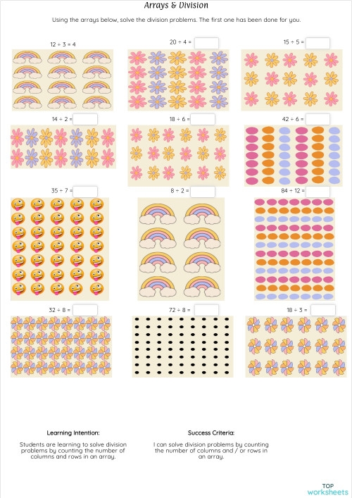 Image showcasing a worksheet designed to teach division with remainders Dividing with Remainders worksheet for fourth graders to enhance their division skills