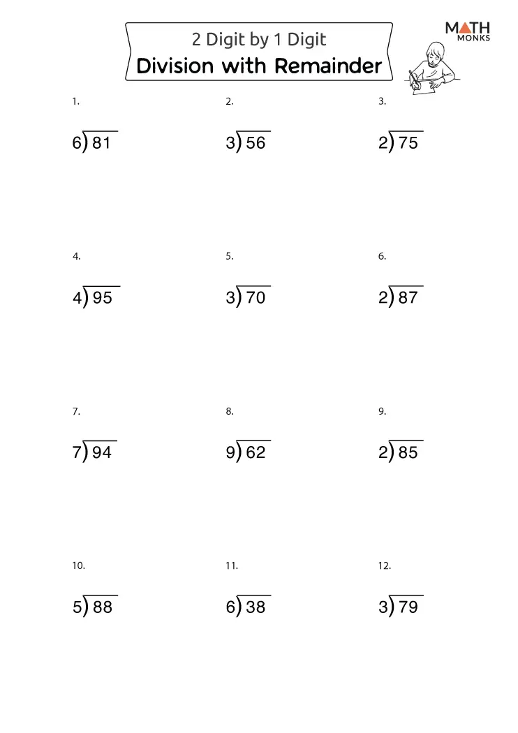 Engaging worksheet to help students master division with remainders Dividing with Remainders worksheet for fourth graders to practice division concepts