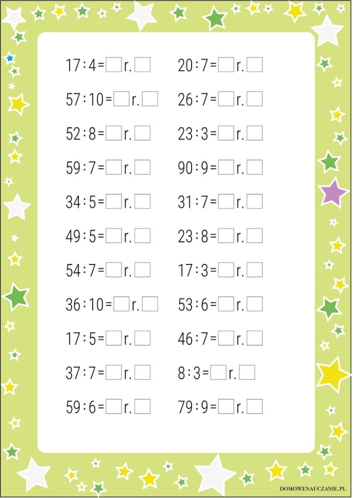 Dividing with Remainders worksheet for challenging subtraction skills Worksheet featuring division problems with remainders for fourth graders